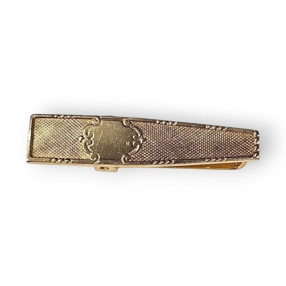 Antique Lingerie Bar Clip Art Deco Engraveable Gold Plate Crosshatch 1920s 1.25" - Picture 3 of 8